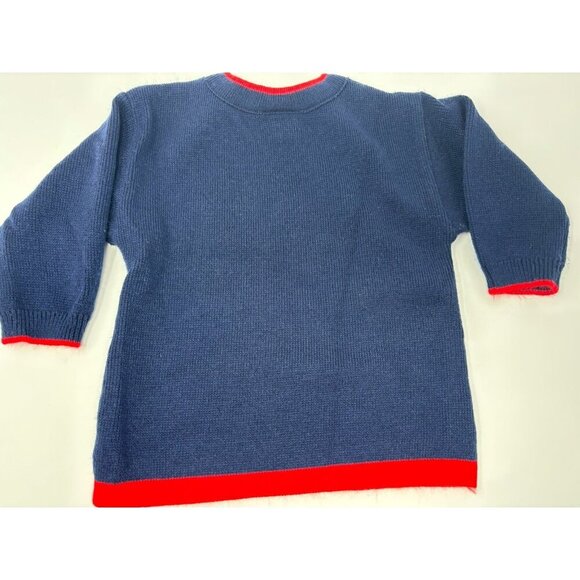 VTG 70s 80 Knit Kids Sweater Pullover Toddler Size 18 Mons Blue Teddy Bear Roses - Picture 7 of 12